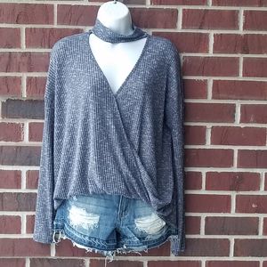 CY beautiful long sleeve choker neck top.